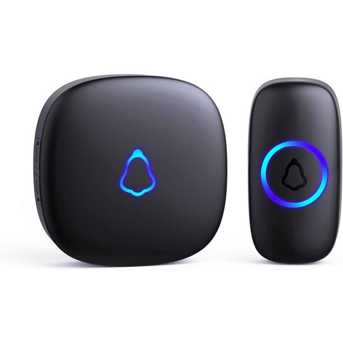 Wireless Doorbell, 300m Range, 58 Ringtones, 5 Volume Levels, LED Light, Easy to Install