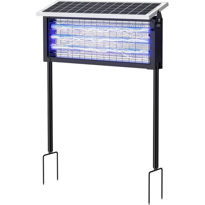 ®RisingFF Lámpara solar antimosquitos y exterminadora, para exteriores, recargable, 3000 V, inalámbrica, resistente al agua; ideal para acampada, jardín y patio
