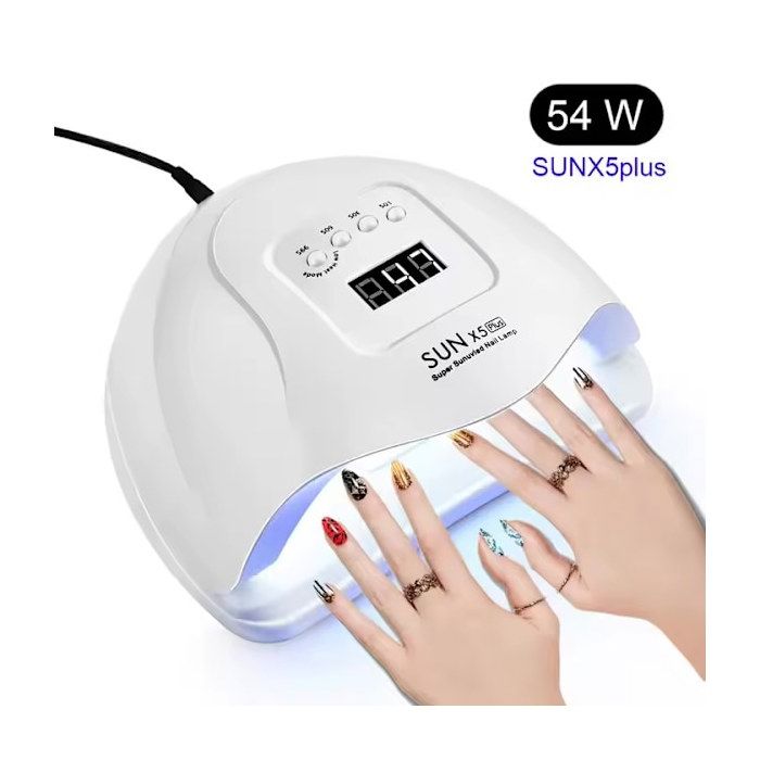 54W UV/LED Nagellampe med 10s/30s/60s/99s Timer Hvid
