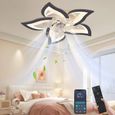 6-Speed Silent LED Ceiling Fan with Dimmable 3-Color Lighting – White