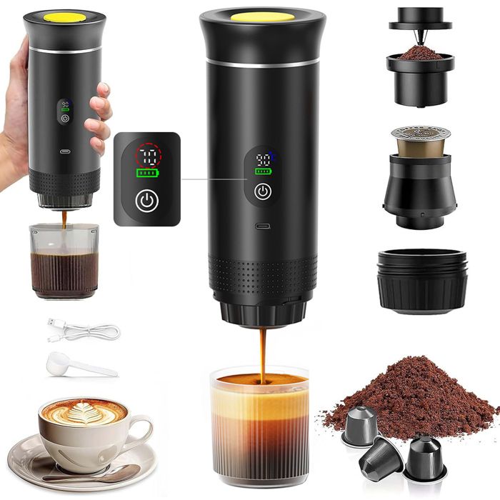 Automatic Espresso Maker – Dual Hot & Cold Brew – 20 BAR Pressure – Compact Portable Coffee Machine with Rapid Heating – Built-In Transparent Cup – Travel-Friendly Design